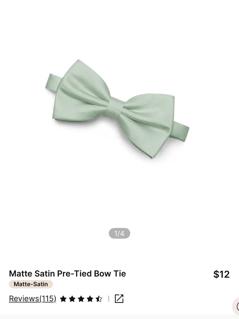 Azazie Matte Satin Pre-Tied Bow Tie in Mint Green